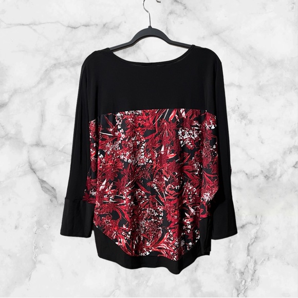 Clientele Vintage Red/Black/White Floral Print Top sz XL - Picture 7 of 12